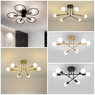 北欧房间组合魔豆设计个性 公主客厅吸顶灯 铁艺LED护眼球泡经济款