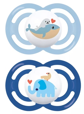 MAM超薄防龅牙奶嘴带微波消毒盒6-16月-16月+