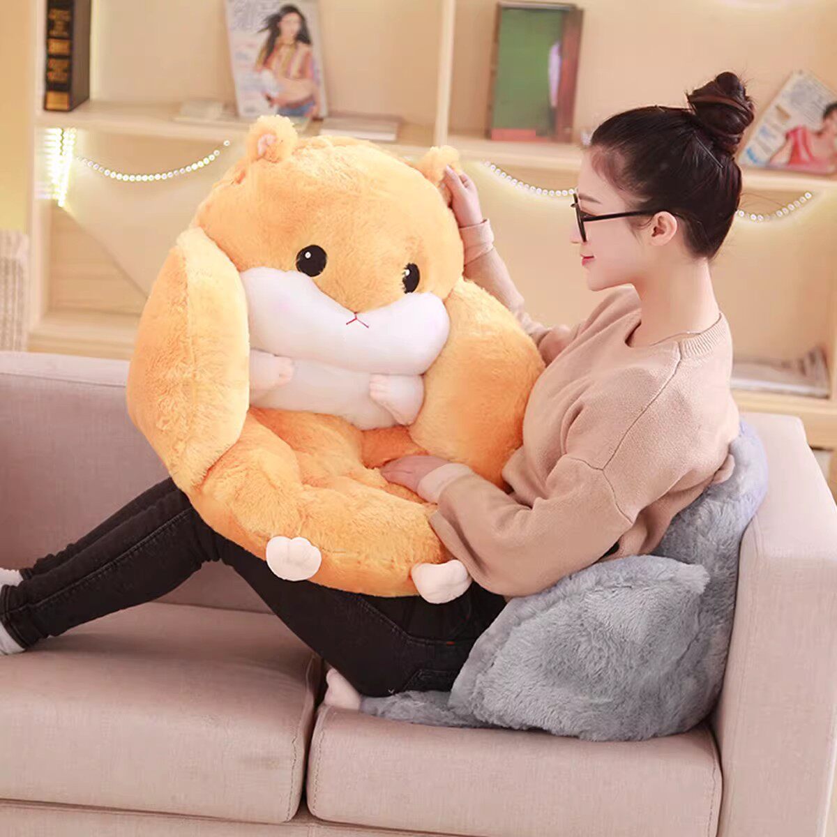 仓鼠坐垫龙猫靠垫一体办公室久坐靠背沙发椅垫凳子座垫护腰靠