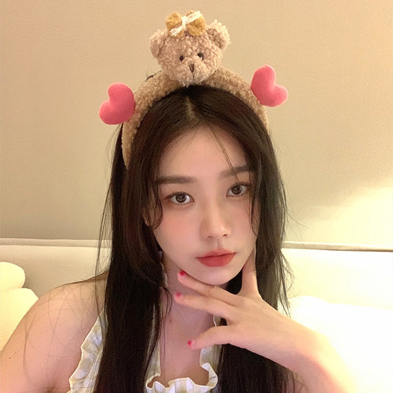 韩国网红发饰赵露思明星同款小熊发箍爱心发卡可爱少女洗脸头箍