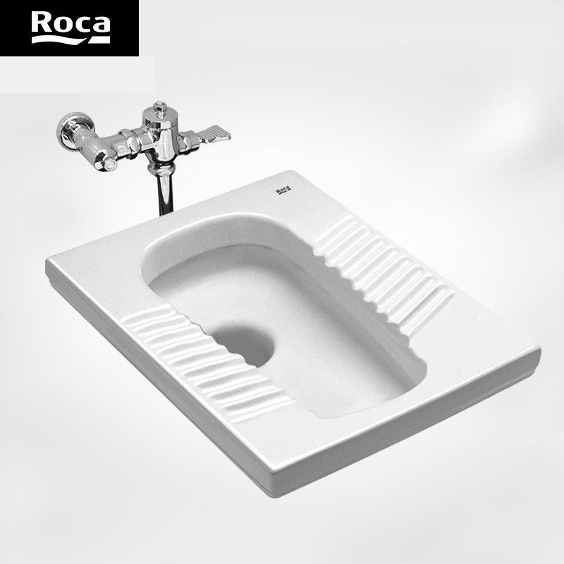 roca乐家卫浴维拉蹲便器防臭便池脚踏手按冲水阀蹲厕卫生间蹲坑