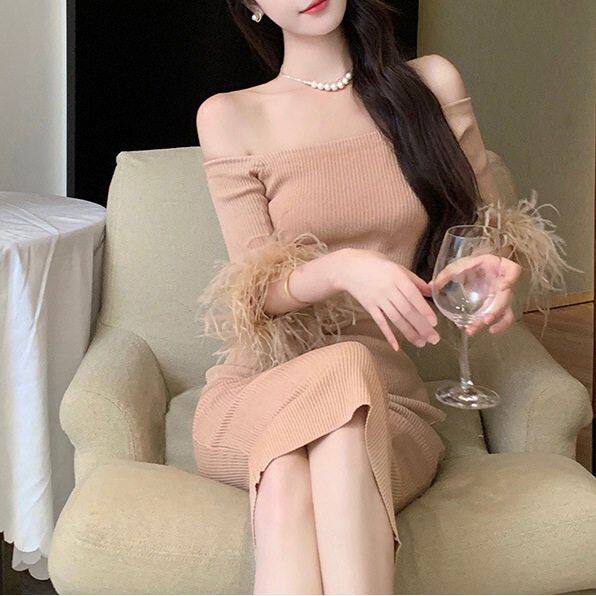 Momo纯欲7987性感袖夏季毛毛露