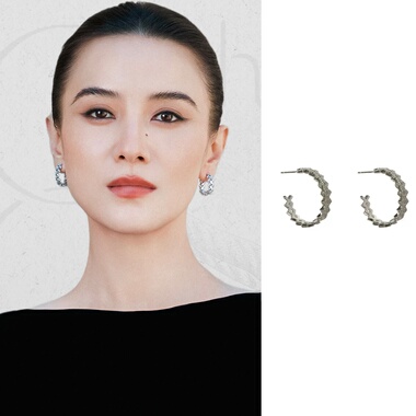 宋佳同款满钻菱形C形耳圈s925银针精致轻奢高级感耳环2025年冬季
