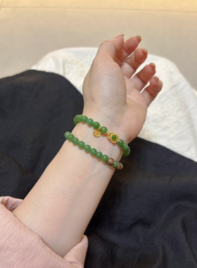 2026年新款天然和田玉碧玉手链女款小众叠戴手串绿色饰品转运