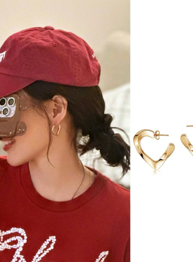 唐嫣同款爱心耳环2025年新款潮夏季高级感耳圈耳饰女ins小众设计