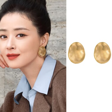 蒋欣同款复古简约冷淡风拉丝耳钉不规则几何设计感高级轻奢耳环女