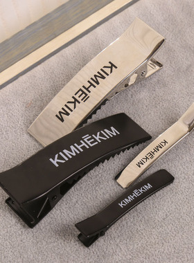 mona同款少女刘海碎发一字字母鸭嘴侧边发夹女发卡黑色夹子发饰