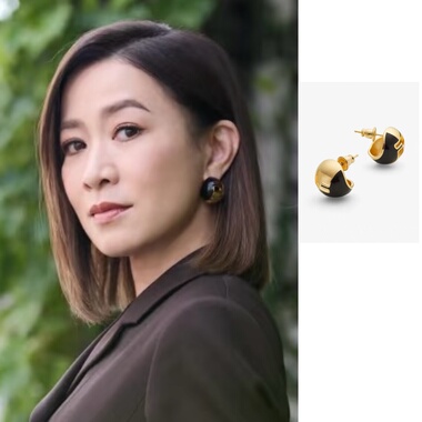 新闻女王2佘诗曼同款F字母圆球耳环2025年新款潮小众设计轻奢耳饰