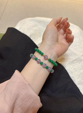 2026年新款天然紫水晶手链女款小众叠戴手串紫色饰品转运