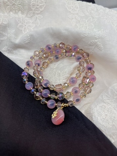 单圈简约百搭饰品送闺蜜女友 2026年新粉色糖心玛瑙手链女款