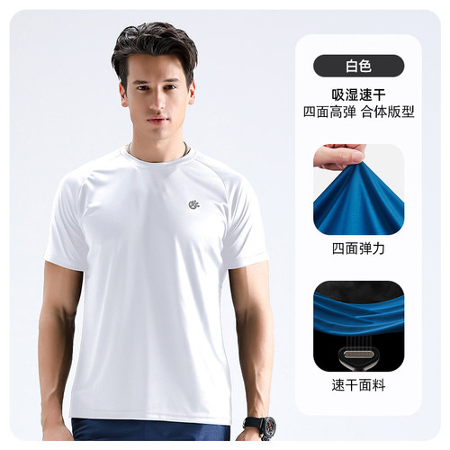 探拓tectop 夏款男士短袖圆领速干T恤