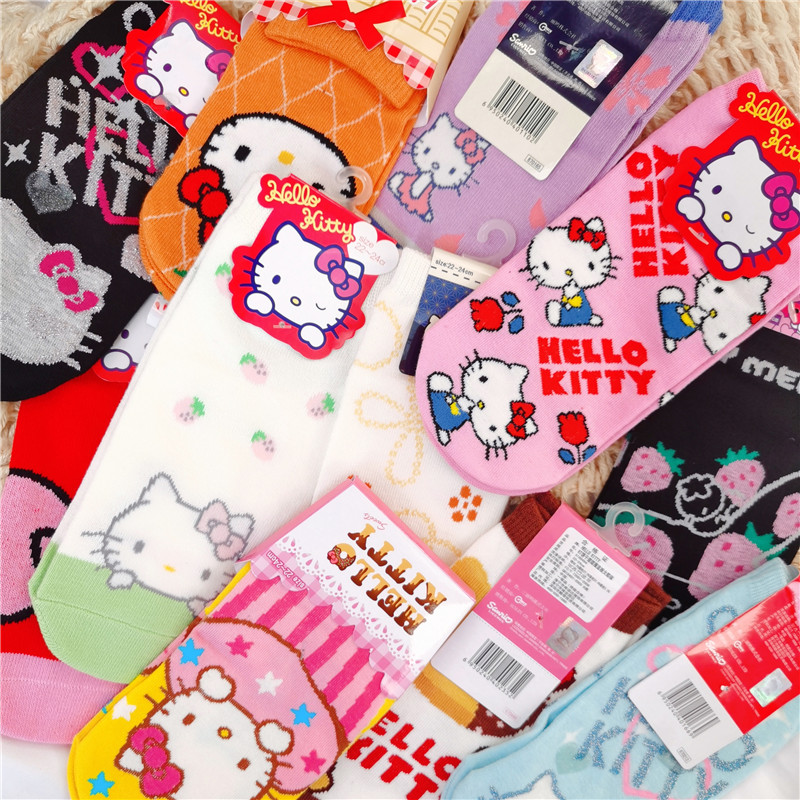 卡通短袜KT猫纯棉四季