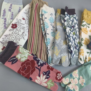 二趾袜男女棉短筒日单和服袜子两指分趾木屐猪蹄袜杂款 包邮