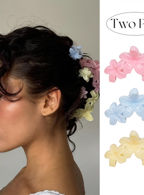 emijay同款三花鸡蛋花朵抓夹大号蓝粉色后脑勺鲨鱼夹温柔海边头饰