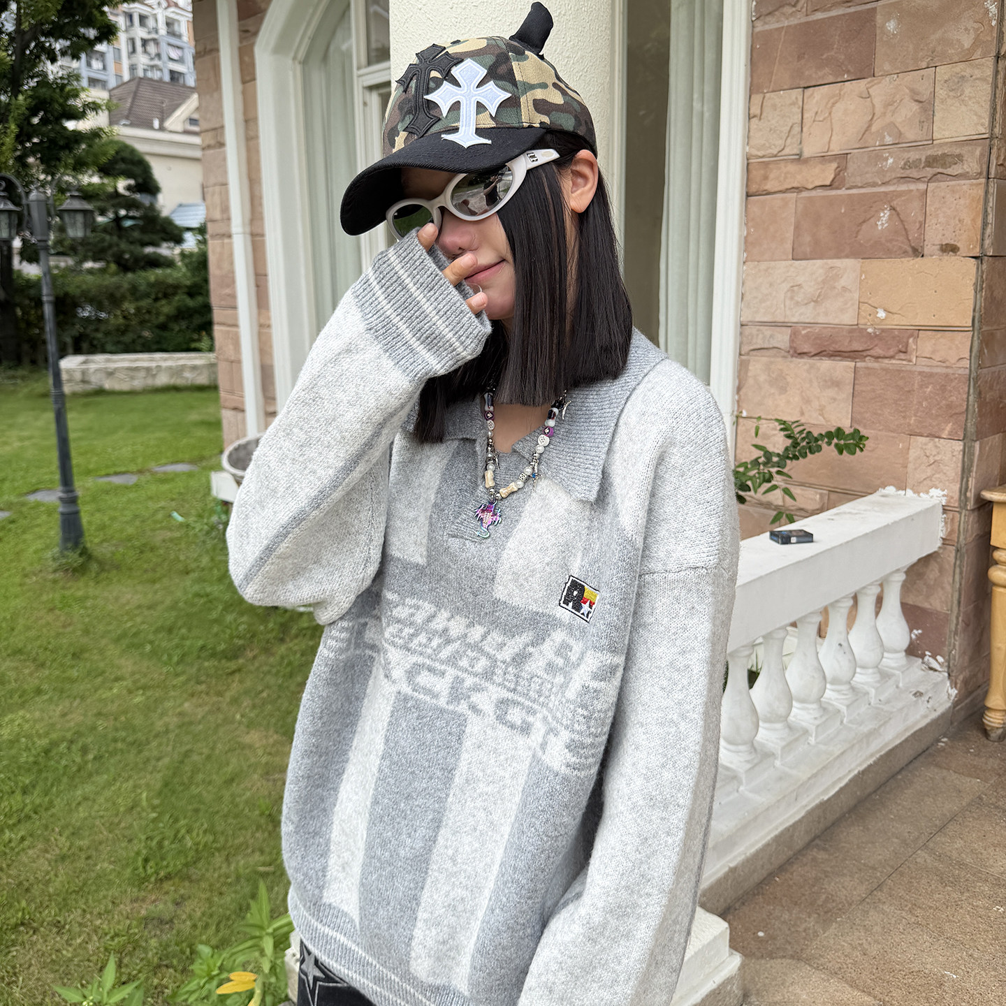 梁拌泡菜美式复古条纹翻领毛衣男女同款休闲街头百搭针织衫上衣,女装/女士精品,毛衣,淘宝优惠券,粉丝福利购,淘宝优惠卷