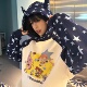 梁拌泡菜美式 恶魔角星星连帽卫衣男女宽松潮牌情侣装 休闲百搭上衣