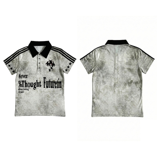 梁拌泡菜 #末日废土#POLO衫亚文化朋克做旧条纹修身短袖男女