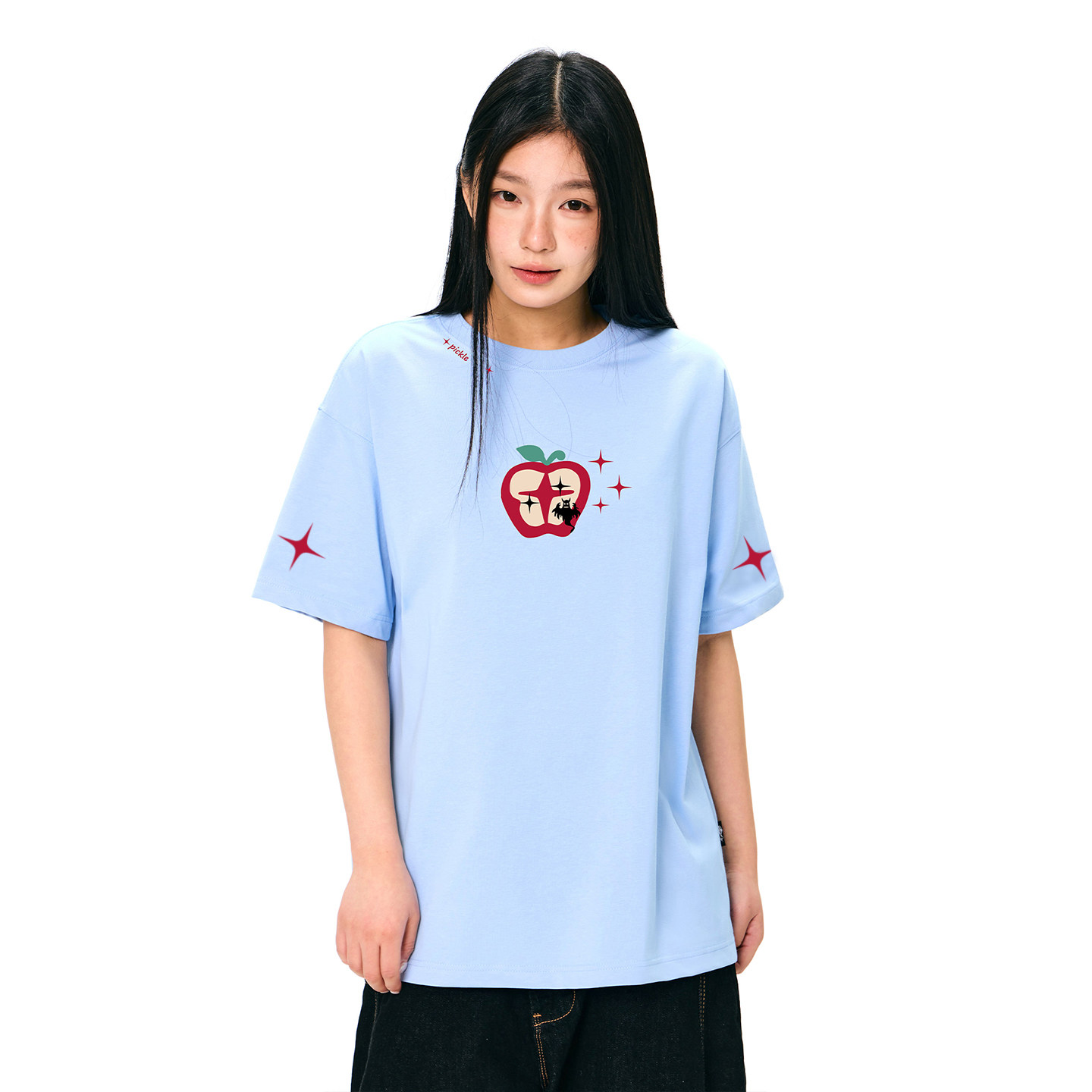 梁拌泡菜美式复古苹果印花短袖T恤男女夏季宽松休闲百搭上衣,女装/女士精品,T恤,淘宝优惠券,粉丝福利购,淘宝优惠卷