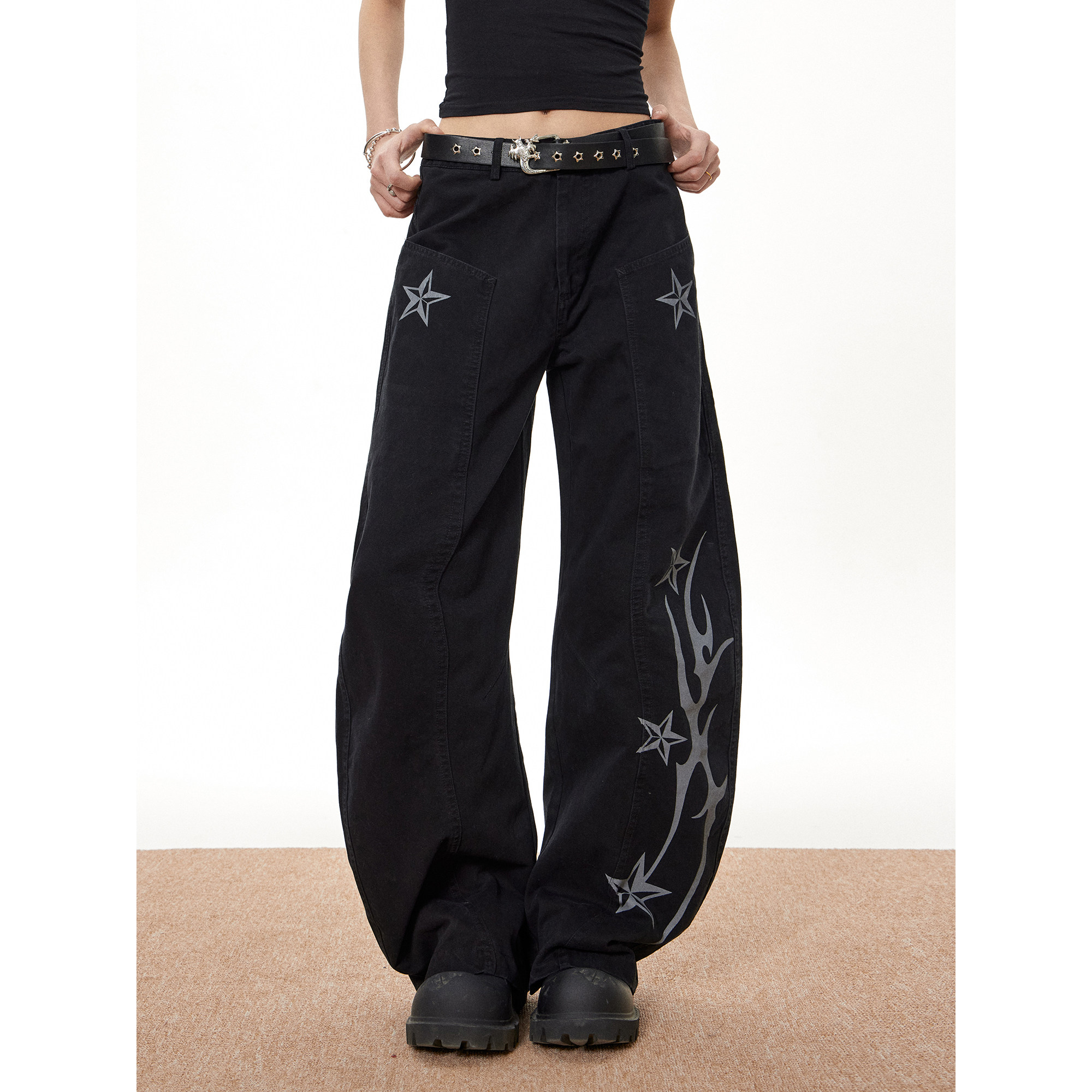 梁拌泡菜 美式复古弯刀裤男女原创设计感星星宽松休闲工装裤子潮,女装/女士精品,休闲裤,淘宝优惠券,粉丝福利购,淘宝优惠卷
