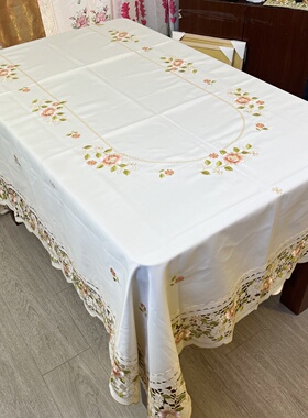 高档刺绣大桌布出口原单180x3.2米布艺长加厚奢华精品180x270送礼