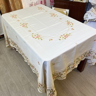 高档刺绣大桌布出口原单180x3.2米布艺长加厚奢华精品180x270送礼