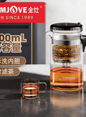 金灶TP-200飘逸杯新版内胆可拆洗一键过滤泡茶壶茶水分离玻璃茶杯