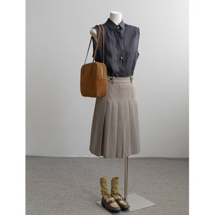 新意法nowhere早春百褶半身裙女高腰显瘦通勤 a 字裙复古学院风