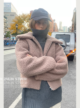 加拿大品牌◆OAK+FORT毛毛短外套极简百搭复古拉链上衣C20302