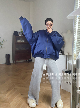 祖琳的魔法口袋◆HK蓝色空军夹克女士长袖棉服宽松大版外套G10102