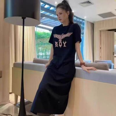 BOT夏季潮牌女式短袖长裙