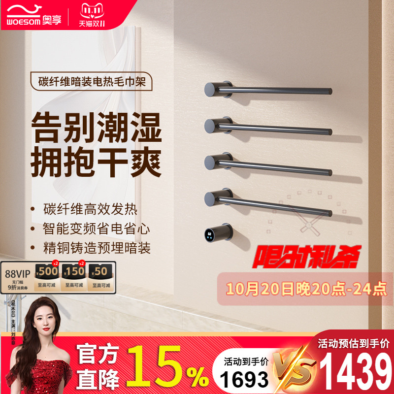 德国奥享全铜电热毛巾架