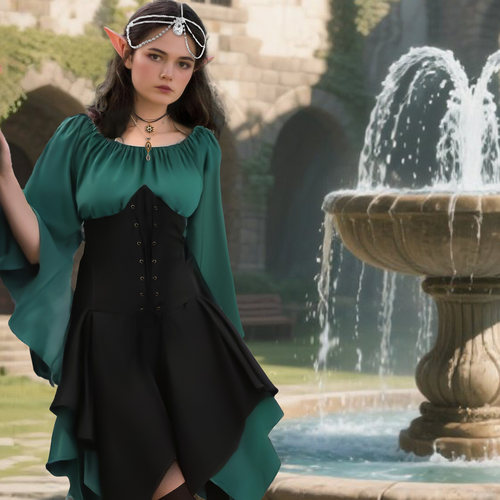 2025wish新款party欧美长袖女性文艺复兴时期的中世纪连衣裙服饰