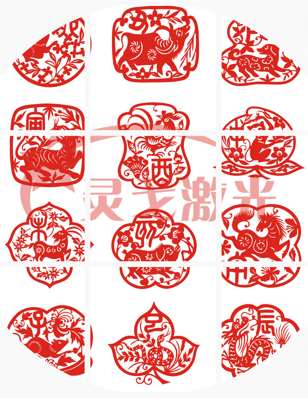 十二生肖 镂空图纸 窗花dxf矢量图 2d线切割雕刻图纸 激光切割