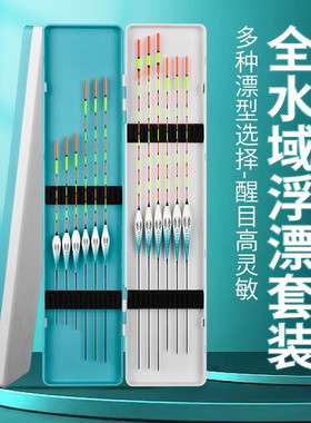 巨鳍王新款鱼漂套装全套日夜两用浮漂高灵敏加粗醒目野钓鲫鱼漂