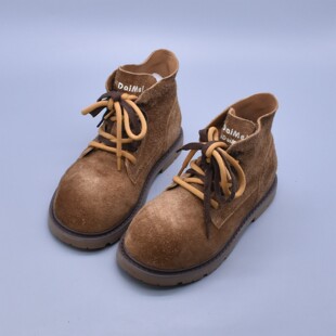 微瑕~头层牛皮春秋英伦简约百搭单靴厚底马丁靴增高撞色鞋带短靴