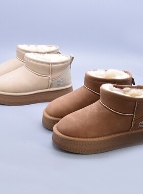 微瑕清软面厚绒厚底保暖雪地靴冬季防滑百搭加绒棉靴简约软底短靴