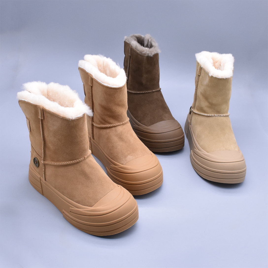 撤柜好货2024冬季新款防滑厚底雪地靴女羊毛加绒保暖短靴女靴包邮
