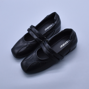 内增高春夏新款百搭双魔术贴软底软面芭蕾单鞋玛丽珍运动风休闲鞋