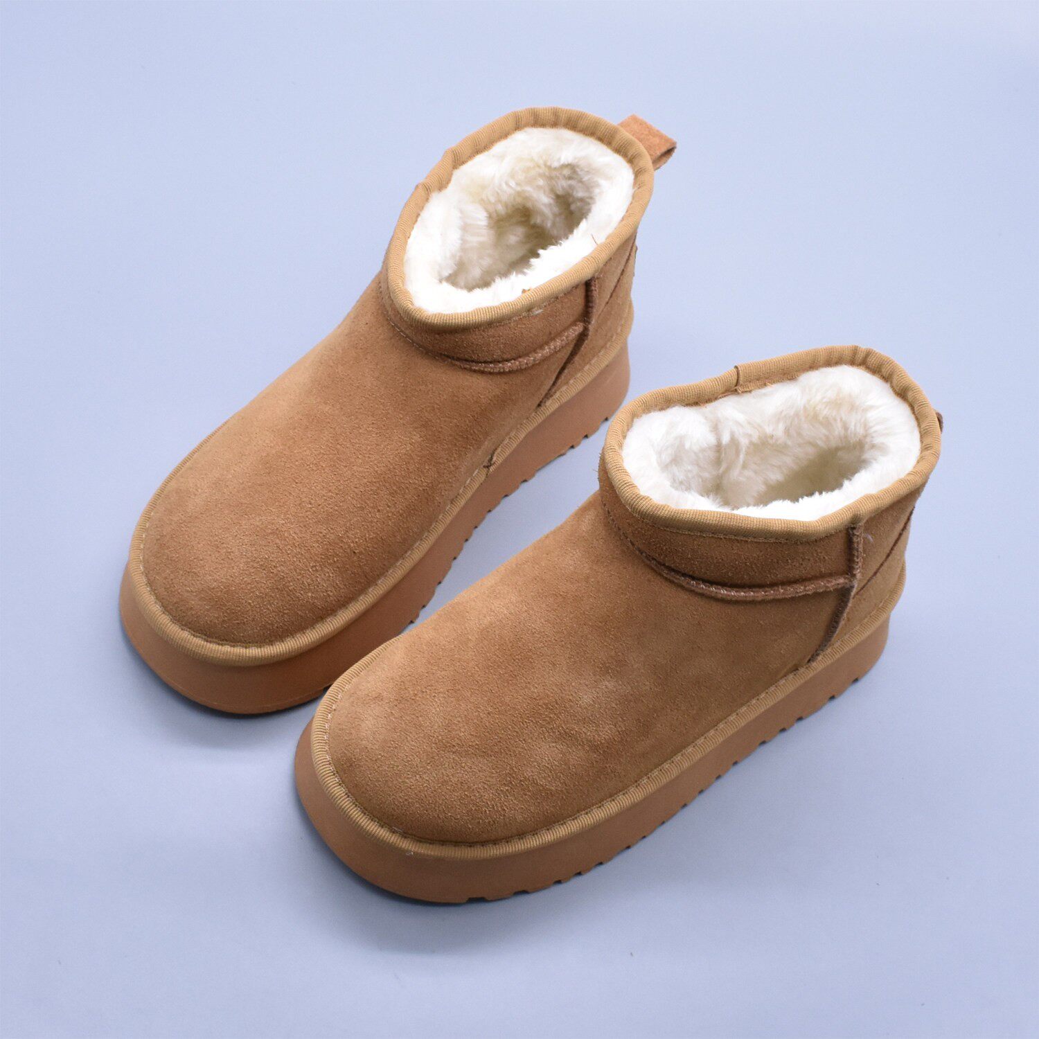 微瑕清~冬季防滑百搭加绒棉靴简约棉靴保暖真皮厚绒休闲雪地靴潮