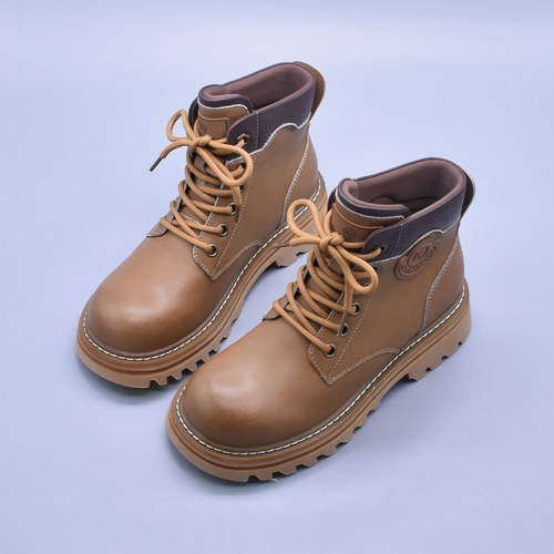 断码英伦风工装靴秋冬季复古厚底增高真皮鞋牛皮马丁靴软底女靴潮