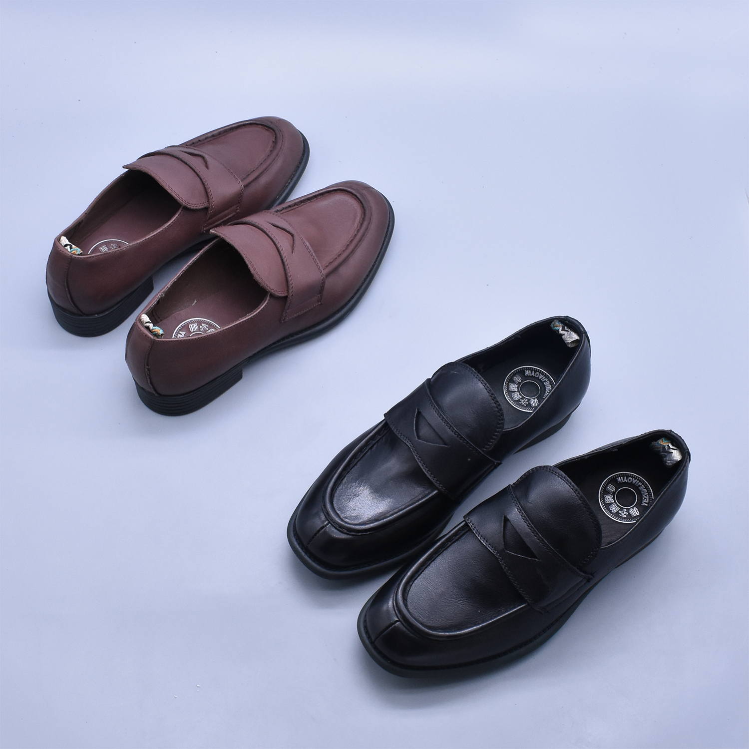 秋季新款头层牛皮一脚蹬单鞋粗跟英伦复古风乐福鞋百搭JK软底女鞋