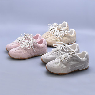 羊皮鞋 微瑕 女德训鞋 百搭软底珍珠网面透气运动阿甘休闲鞋 垫 新款