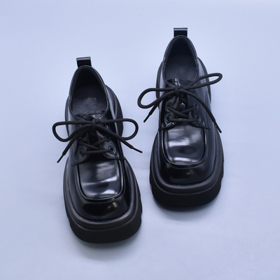 厚底百搭韩版修脚圆头女单鞋英伦复古学院牛津学生小皮鞋猪皮鞋垫