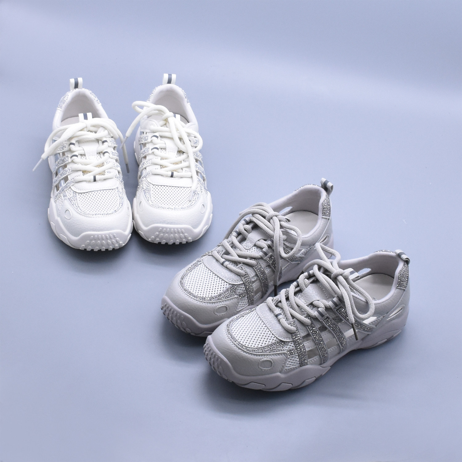 2025夏季新款德训鞋女网面透气轻便爆款流行运动水钻百搭休闲鞋潮