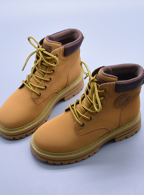 实体好货秋季英伦风黄色靴子厚底女靴牛皮大黄靴百搭大黄蜂马丁靴