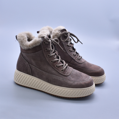 俄罗斯单2025冬新款真皮厚底女棉靴雪地靴羊毛牛反绒运动休闲百搭