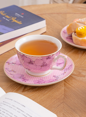 原创轻奢艺术陶瓷咖啡杯碟下午茶花茶生日新婚礼品杯碟礼盒装跨境