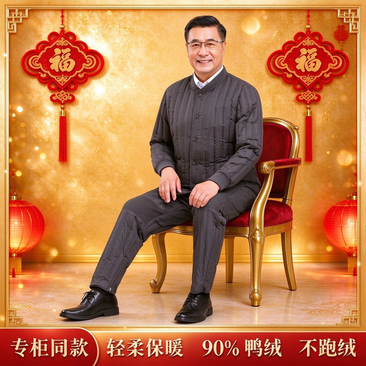 2026新款羽绒服套装男款内穿轻薄款爸爸冬季老年人保暖套装不臃肿