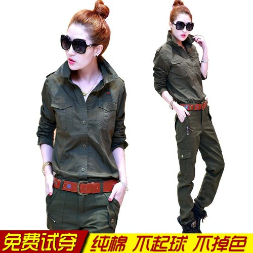 套装女上衣工装裤两件套美式衬衫