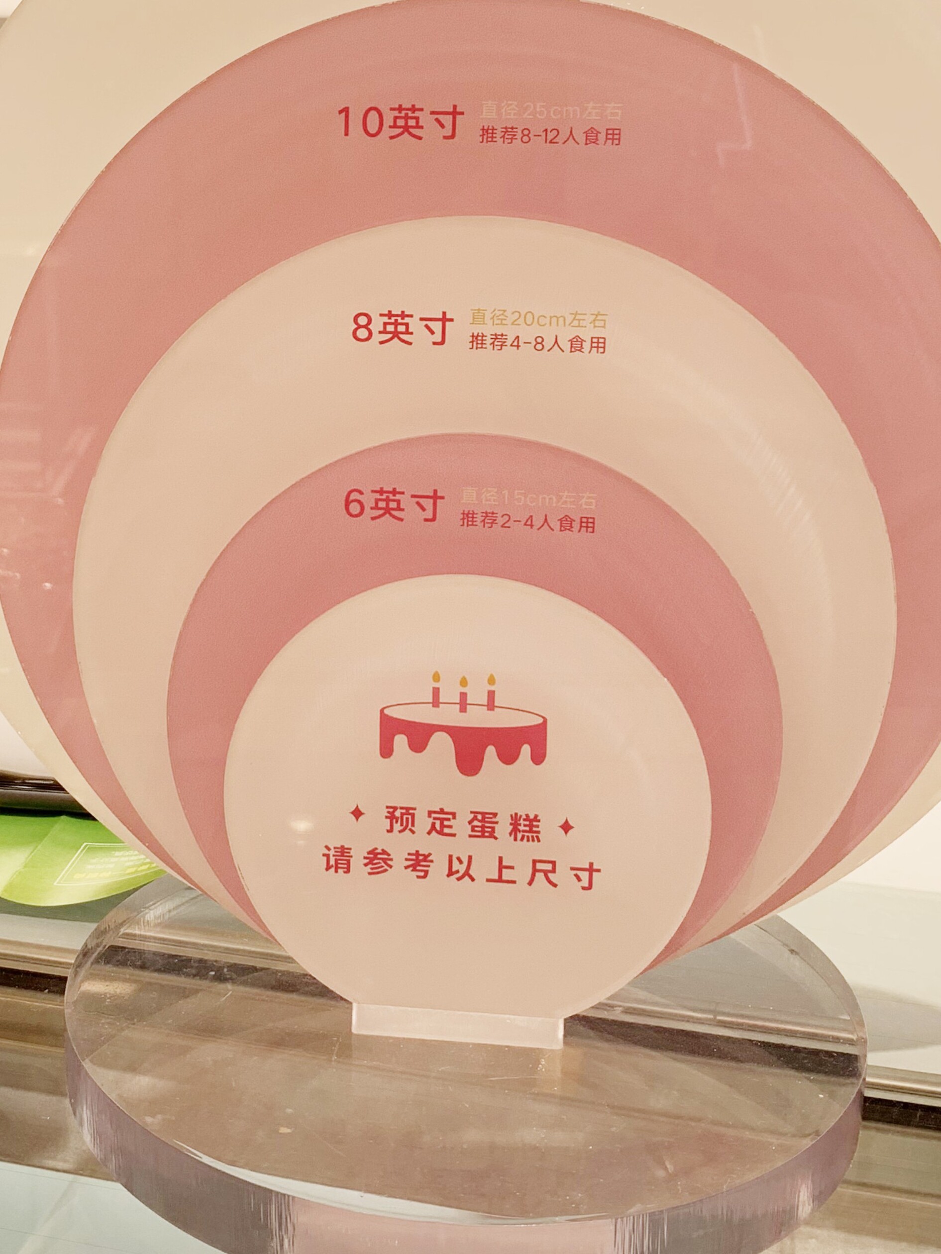 好利来蛋糕面包店亚克力生日蛋糕尺寸板说明展示意牌定制加LOGO